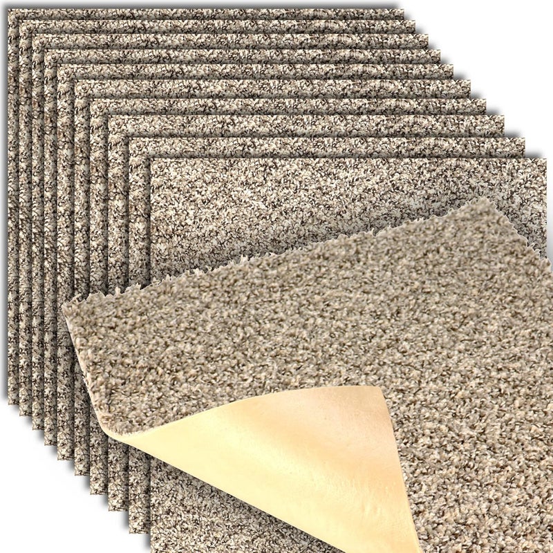 FIVE DIAMOND Eclipse Peel and Stick Carpet Tiles, Attached Cushion, Easy DIY Install, Soft Residential Carpet, American Made, Seamless Appearance, Plush, Great for Area Rug (10 Tiles - 22.5 Square Feet, Equinox) - Image 1